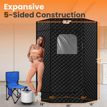 Cargar imagen en el visor de la galería, Portable Large Home Steam Sauna with 3L High Capacity Steamer, Personal Sauna Tent with Remote Control, 15 Levels Sauna Box with Folding Chair (Black, Large)