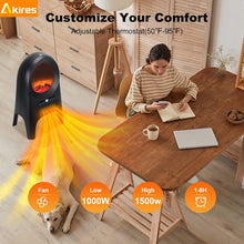 Cargar imagen en el visor de la galería, Electric Fireplace Space Heater,1500W PTC Fast Heating Ceramic Heater with Remote,Thermostat,8H Timer,24″ Portable Tower Heater for Large Room Bedroom Office Indoor Use