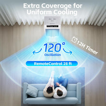 Cargar imagen en el visor de la galería, Uthfy 43" Swamp Cooler, 3900CFM Evaporative Air Cooler with 10.6 Gal Water Tank, Remote, 120° Oscillation, 3 Speeds, Portable Cooling AC Fan, Outdoor Air Conditioner for Patio Garage Commercial Use