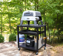 Load image into Gallery viewer, NUUK Three-Shelf Heavy Duty Rolling Outdoor Pizza Oven Table, 24" x 30" Steel Commercial Multifunctional Food Prep Worktable with Drawer on Wheels