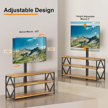 Cargar imagen en el visor de la galería, TV Stand with Mount and Power Outlet, Universal Height Adjustable Swivel TV Stand Mount for Up to 75 Inch TVs, Entertainment Center with Storage Shelves for Living Room, Rustic Brown