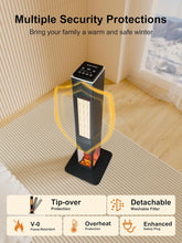 Cargar imagen en el visor de la galería, NEW 70° Oscillating Ceramic Heater,31”Tower Space Heater,1500W Floor Portable Electric Fireplace Heater with Thermostat,Remote,24H Timer for Bedroom,Large Room,Home,Office,Indoor Use