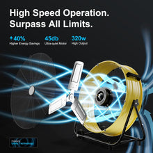 Load image into Gallery viewer, Uthfy 24 Inch Heavy Duty Industrial Drum Fan, 320W High Velocity Floor Fan with 3 Speeds, 360° Tilt Metal Garage Fan for Warehouse, Commercial, Workshop, Factory and Basement