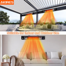 Cargar imagen en el visor de la galería, Wall-Mounted Electric Infrared Patio Heater for Indoor Outdoor,1500W Hanging Outside Porch Heater with Remote,24H Timer,1s Fast Heating,IP44 Waterproof,Room Heater for Garage Deck Office