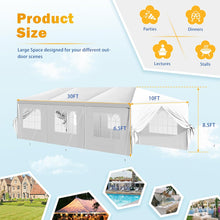 Cargar imagen en el visor de la galería, Party Tent 10'x30' Outdoor Wedding Canopy Tents for Parties with Removable Sidewalls Heavy Duty Event Booths Waterproof Gazebo Shelter