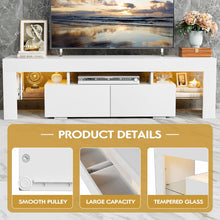 Load image into Gallery viewer, NEW TV Stand with LED Lights, Modern Entertainment Center Media and Open Shelf Console Table Storage Desk with 1 Drawer and Remote Control 20 Color LED Lights up to 70 Inch TV (White)