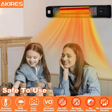 Cargar imagen en el visor de la galería, Wall-Mounted Electric Infrared Patio Heater for Indoor Outdoor,1500W Hanging Outside Porch Heater with Remote,24H Timer,1s Fast Heating,IP44 Waterproof,Room Heater for Garage Deck Office