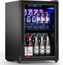 Cargar imagen en el visor de la galería, Beverage Refrigerator Cooler Freestanding Mini Fridge Cooler with Glass Door, Adjustable Shelves & Digital Temperature Display for Soda, Beer or Wine (Black, 2.47 Cu.Ft)