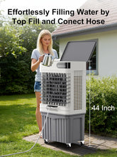 Cargar imagen en el visor de la galería, Uthfy 3800 CFM Evaporative Air Cooler, 3 IN 1 Swamp Cooler Air Conditioner with 13.5 Gal Large Water Tank, Remote Control, 120° Oscillation, 12H Timer, 44 Inch Outdoor Cooling Fan for Patio, Garage