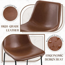 Cargar imagen en el visor de la galería, Bar Stools 29 Inches Bar Height Stools Set of 2, Dining Chairs, PU Leather Bar Chairs with Back, Modern Industrial Armless Stools for Kitchen Island, Bar, Pub (Dark Brown)