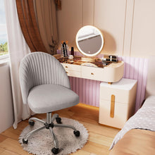 Cargar imagen en el visor de la galería, Office Chair Armless Cute Desk Chair Modern Adjustable Swivel Padded Fabric Vanity Task Computer Chair Home Office Desk Chairs with Wheels