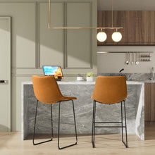 Cargar imagen en el visor de la galería, Bar Stools 29 Inches Bar Height Stools Set of 2, Dining Chairs, PU Leather Bar Chairs with Back, Modern Industrial Armless Stools for Kitchen Island, Bar, Pub (Brown)