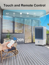 Cargar imagen en el visor de la galería, Uthfy 47" Evaporative Air Cooler, 6000 CFM Swamp Cooler with 13.5 Gallon Water Reservoir, 120°Oscillation Portable Air Cooler with Remote Control, 12H Timer, 3 Wind Speeds for Outdoor Indoor Use
