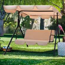 Cargar imagen en el visor de la galería, Patio Swing Chair, Outdoor Canopy Swing, Backyard Swing with Adjustable Canopy and Removable Cushion, Hanging Swing Glider for Patio, Garden, Poolside, Balcony, Backyard (Beige)