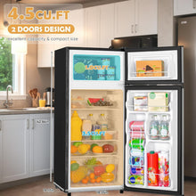 Cargar imagen en el visor de la galería, New 4.5 Cu.Ft Mini Fridge with Freezer, Small Fridge with 2 Doors for Office, Kitchen, Dorm and Bedroom, Mini Refrigerator with Adjustable Shelves (Silver)