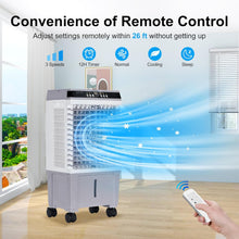 Cargar imagen en el visor de la galería, Uthfy 31' Swamp Cooler Air Conditioner, Evaporative Air Cooler with 5.3 Gallon Water Tank, 4 Ice Box, Remote, 12H Timer, 120°Oscillation, Portable Cooling Fan with 3 Speeds for Bedroom Home Office
