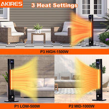 Cargar imagen en el visor de la galería, Outdoor Electric Patio Heater,Infrared Outside Porch Heater with Remote,24H Timer,1s Fast Heating,IP44 Waterproof,34IN Quiet Tower Radiant Space Heater for Garage,Deck,Balcony,Office,Indoor Use
