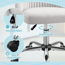 Cargar imagen en el visor de la galería, Office Chair Armless Cute Desk Chair Modern Adjustable Swivel Padded Fabric Vanity Task Computer Chair Home Office Desk Chairs with Wheels