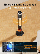 Cargar imagen en el visor de la galería, NEW 38”Portable Space Heater,70° Oscillating Ceramic Heater,1500W Floor Electric Fireplace Heater with Remote,Thermostat,24H Timer,Tower Heater for Large Room,Bedroom,Office,Garage,Indoor Use