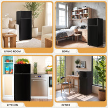 Cargar imagen en el visor de la galería, New 4.5 Cu.Ft Mini Fridge with Freezer, Small Refrigerator with 2 Doors for Kitchen, Dorm, Office and Bedroom, Mini Fridge with Adjustable Shelves (Black)