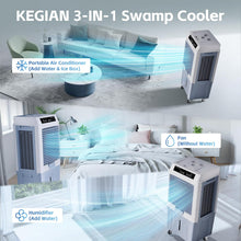 Cargar imagen en el visor de la galería, Uthfy 43" Swamp Cooler, 3900CFM Evaporative Air Cooler with 10.6 Gal Water Tank, Remote, 120° Oscillation, 3 Speeds, Portable Cooling AC Fan, Outdoor Air Conditioner for Patio Garage Commercial Use