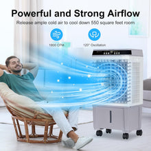 Cargar imagen en el visor de la galería, Uthfy 31' Swamp Cooler Air Conditioner, Evaporative Air Cooler with 5.3 Gallon Water Tank, 4 Ice Box, Remote, 12H Timer, 120°Oscillation, Portable Cooling Fan with 3 Speeds for Bedroom Home Office