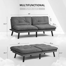 Load image into Gallery viewer, Futon Sofa Bed, Sleeper Sofa Bed Couch Loveseat Futon Bed with Breathable Fabric, Convertible Modern Futon Adjustable Lounge Couch Futon Sets for Living Room Apartment Office (Dark Gray)
