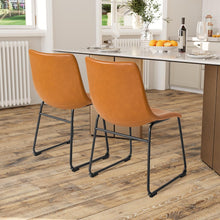 Cargar imagen en el visor de la galería, Dining Chairs 18 Inches Counter Stools Armless Bar Chairs Set of 2, Modern Industrial PU Leather Kitchen Dining Room Chairs with Back, Living Room Side Chairs (Brown)