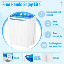 Cargar imagen en el visor de la galería, Portable Washing Machine with Longer Hose, 16lbs Twin Tub Washer Mini Compact Laundry Washing Machine with Drain Pump, Semi-automatic Washer Combo for Dorms, Apartments, Blue