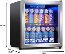 Cargar imagen en el visor de la galería, Beverage Refrigerator Cooler-Mini Fridge Freestanding Cooler with Glass Door, Adjustable Shelves & Digital Temperature Display for Soda, Wine or Beer (Silver, 1.77 Cu.Ft)