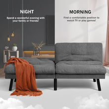 Load image into Gallery viewer, Futon Sofa Bed, Sleeper Sofa Bed Couch Loveseat Futon Bed with Breathable Fabric, Convertible Modern Futon Adjustable Lounge Couch Futon Sets for Living Room Apartment Office (Dark Gray)