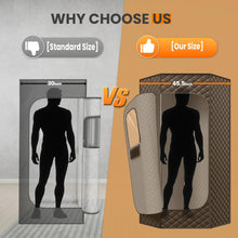 Cargar imagen en el visor de la galería, Portable Large Home Steam Sauna with 3L High Capacity Steamer, Personal Sauna Tent with Remote Control, 15 Levels Sauna Box with Folding Chair (Black, Large)