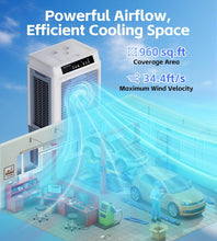 Cargar imagen en el visor de la galería, Uthfy 43" Swamp Cooler, 3900CFM Evaporative Air Cooler with 10.6 Gal Water Tank, Remote, 120° Oscillation, 3 Speeds, Portable Cooling AC Fan, Outdoor Air Conditioner for Patio Garage Commercial Use