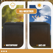 Cargar imagen en el visor de la galería, NEW 100 Gallon Waterproof Large Resin Deck Box Outdoor Storage Box Indoor Lockable Storage Container with Cushion for Patio Furniture Garden Pool Cushions (Black)