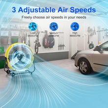 Load image into Gallery viewer, Uthfy 24 Inch Heavy Duty Industrial Drum Fan, 320W High Velocity Floor Fan with 3 Speeds, 360° Tilt Metal Garage Fan for Warehouse, Commercial, Workshop, Factory and Basement