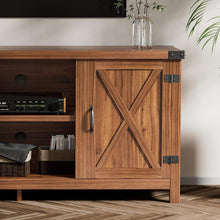 Cargar imagen en el visor de la galería, NEW TV Stand for 65 Inch TV Farmhouse Entertainment Center with Double Barn Doors and Storage Cabinets, Console TV Table Media for Living Room, Bedroom (Walnut, Without Fireplace)