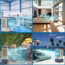 Cargar imagen en el visor de la galería, Uthfy 39" Swamp Cooler, 4800 CFM Evaporative Air Cooler with 10.6 Gallon Water Tank, Portable Outdoor Air Conditioner with 3 Ice Pack, 110° Oscillation, 3 Speed for Garage, Yard, Commercial Use
