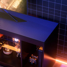 Cargar imagen en el visor de la galería, NEW TV Stand Entertainment Center Gaming TV Stand for 65+ Inch TV with Carbon Fiber Top, Dynamic RGB Modes TV Cabinet Game Console with Adjustable Glass Shelves Storage Drawers (Black)