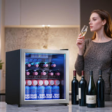 Cargar imagen en el visor de la galería, Beverage Refrigerator Cooler-Mini Fridge Freestanding Cooler with Glass Door, Adjustable Shelves & Digital Temperature Display for Soda, Wine or Beer (Silver, 1.77 Cu.Ft)