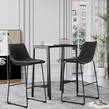 Cargar imagen en el visor de la galería, Bar Stools 29 Inches Bar Height Stools Set of 2, Dining Chairs, PU Leather Bar Chairs with Back, Modern Industrial Armless Stools for Kitchen Island, Bar, Pub (Black)