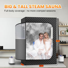 Cargar imagen en el visor de la galerΓa, New 2 Person Portable Steam Sauna for Home, 1 or 2 Person Full Body Home Spa with 2 Foldable Chairs,9 Levels of Sauna Box with Remote Control, (Black, Large)