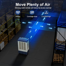 Cargar imagen en el visor de la galería, Uthfy 39" Swamp Cooler, 4800 CFM Evaporative Air Cooler with 10.6 Gallon Water Tank, Portable Outdoor Air Conditioner with 3 Ice Pack, 110° Oscillation, 3 Speed for Garage, Yard, Commercial Use