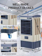 Cargar imagen en el visor de la galería, Uthfy 48” Evaporative Air Cooler, 6500 CFM Swamp Cooler Air Conditioner with 19 Gal Water Tank, 5 Ice Packs, 120° Oscillation, Portable AC with 3 Speeds for 16000 Sq.ft Outdoor, Patio, Warehouse Use