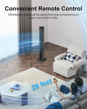 Cargar imagen en el visor de la galería, Uthfy Oscillating Tower Fan with Remote, Electric Standing Floor Fan for Bedroom Indoor Office and Home Use,Quiet Cooling Portable Bladeless Tower Fans, 30 inchs, Black