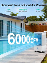 Cargar imagen en el visor de la galería, Uthfy 47" Evaporative Air Cooler, 6000 CFM Swamp Cooler with 13.5 Gallon Water Reservoir, 120°Oscillation Portable Air Cooler with Remote Control, 12H Timer, 3 Wind Speeds for Outdoor Indoor Use