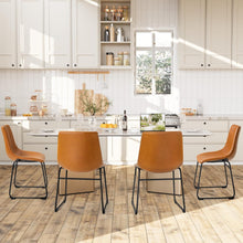 Cargar imagen en el visor de la galería, Dining Chairs 18 Inches Counter Stools Armless Bar Chairs Set of 2, Modern Industrial PU Leather Kitchen Dining Room Chairs with Back, Living Room Side Chairs (Brown)
