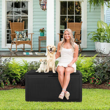 Cargar imagen en el visor de la galería, NEW 100 Gallon Waterproof Large Resin Deck Box Outdoor Storage Box Indoor Lockable Storage Container with Cushion for Patio Furniture Garden Pool Cushions (Black)
