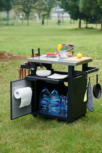 Cargar imagen en el visor de la galería, Deluxe Outdoor Rolling Prep Station, 20" x 30" Stainless Steel Kitchen Storage Island with Enclosed Cabinet and Storage Drawer