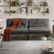 Load image into Gallery viewer, Futon Sofa Bed, Sleeper Sofa Bed Couch Loveseat Futon Bed with Breathable Fabric, Convertible Modern Futon Adjustable Lounge Couch Futon Sets for Living Room Apartment Office (Dark Gray)