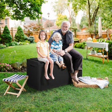 Cargar imagen en el visor de la galería, NEW 100 Gallon Waterproof Large Resin Deck Box Outdoor Storage Box Indoor Lockable Storage Container with Cushion for Patio Furniture Garden Pool Cushions (Black)